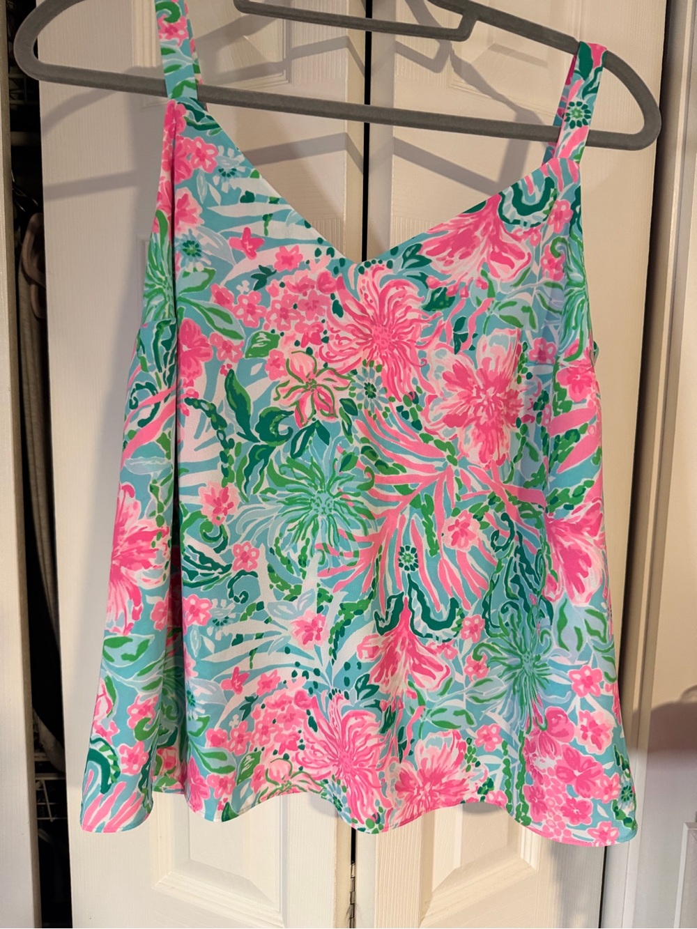 Lilly Pulitzer Pink & Aqua Floral V-Neck Tank
